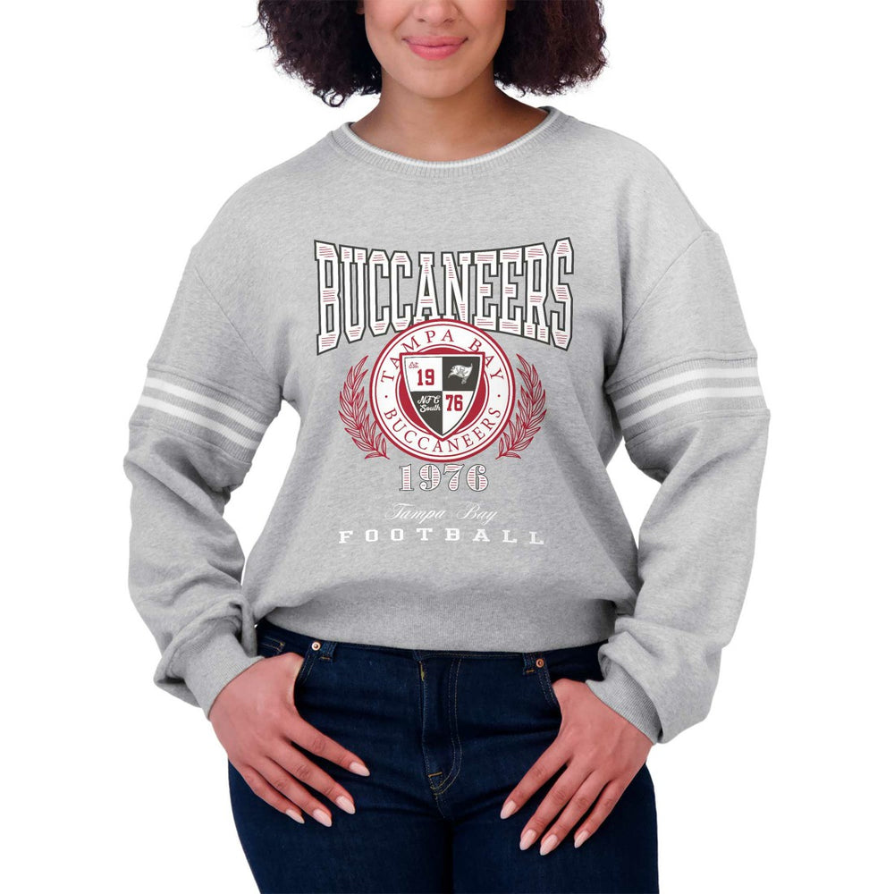 Tampa Bay Buccaneers WEAR by Erin Andrews Women's Cropped Pullover Sweatshirt - Heather Gray Pullover