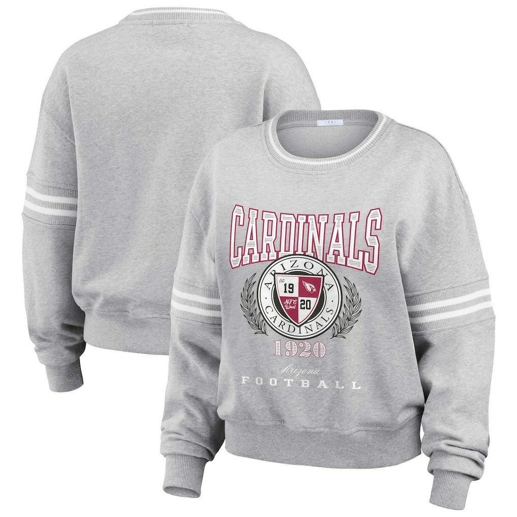 Arizona Cardinals WEAR by Erin Andrews Women's Cropped Pullover Sweatshirt - Heather Gray Pullover