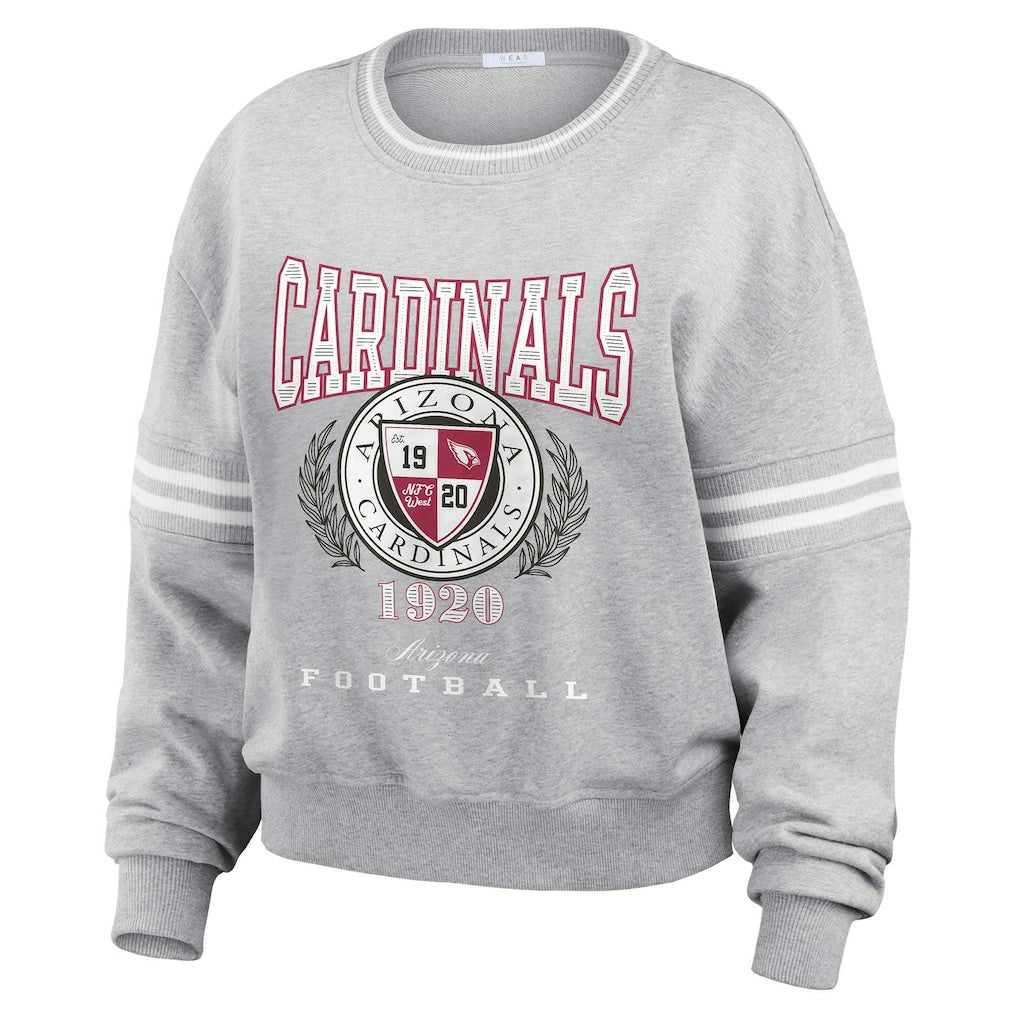 Arizona Cardinals WEAR by Erin Andrews Women's Cropped Pullover Sweatshirt - Heather Gray Pullover