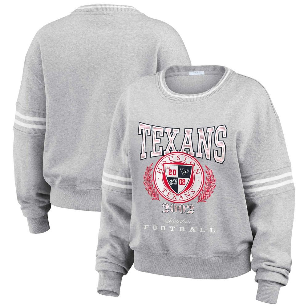 Houston Texans WEAR by Erin Andrews Women's Cropped Pullover Sweatshirt - Heather Gray Pullover