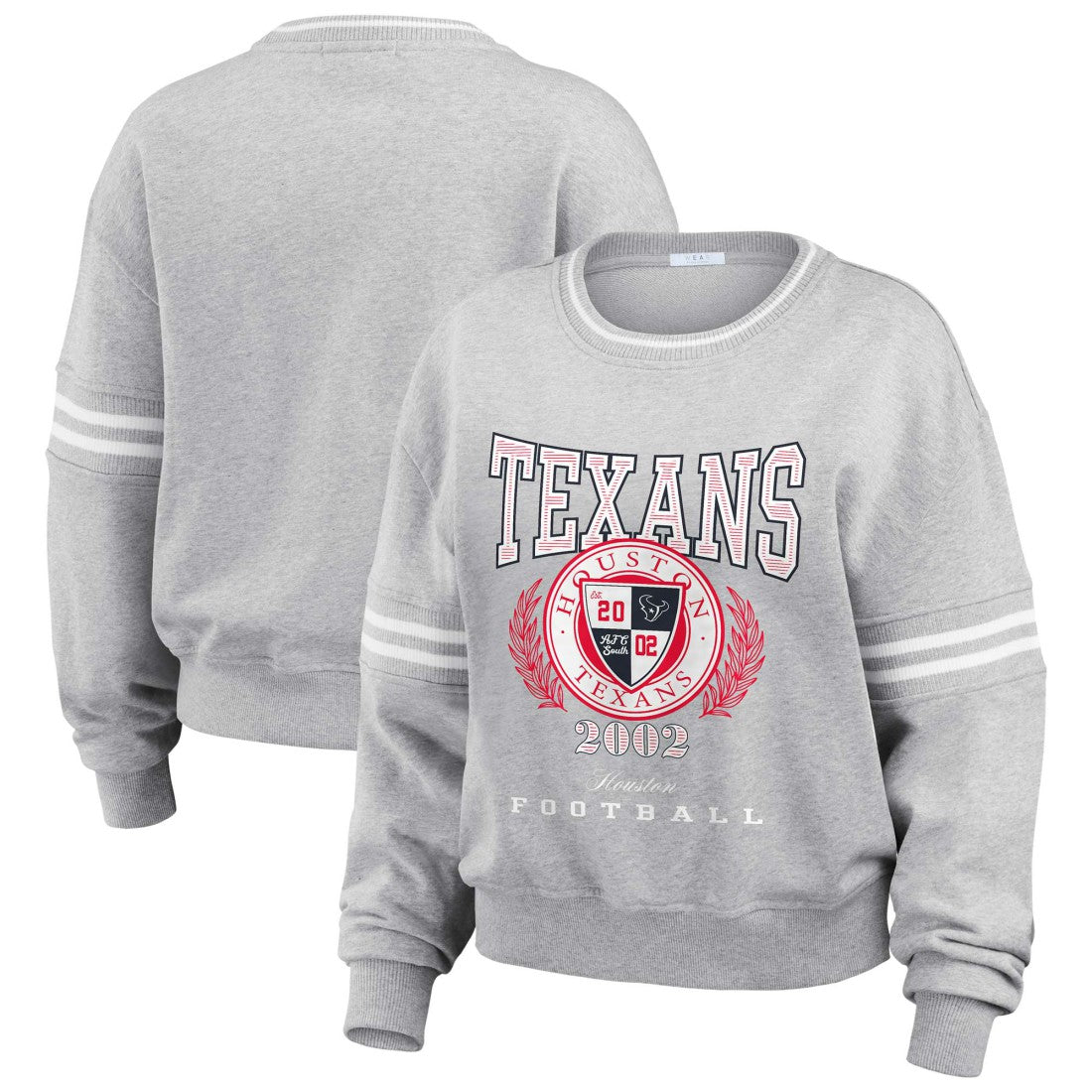 Houston Texans WEAR by Erin Andrews Women's Cropped Pullover Sweatshirt - Heather Gray Pullover