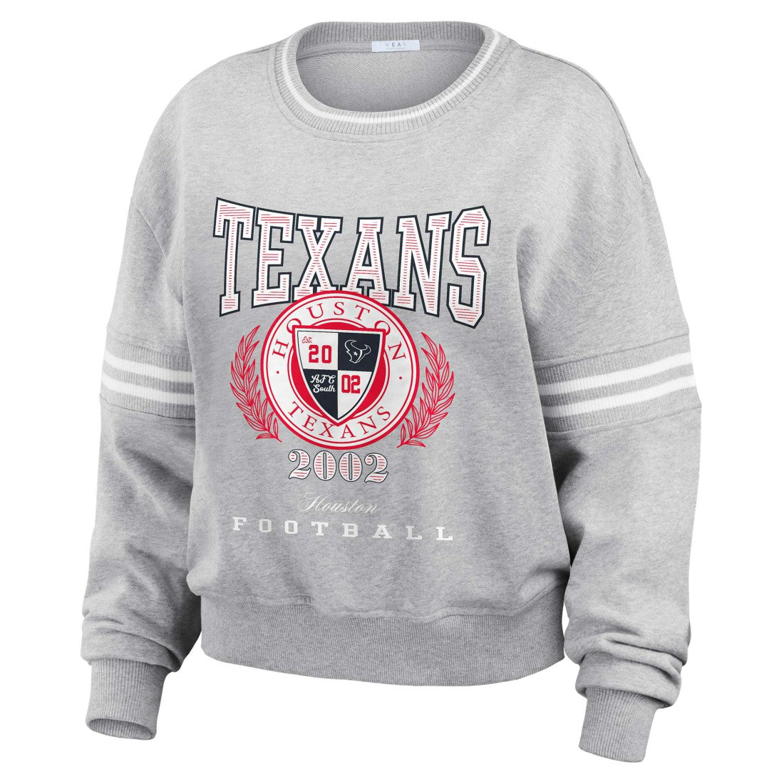 Houston Texans WEAR by Erin Andrews Women's Cropped Pullover Sweatshirt - Heather Gray Pullover