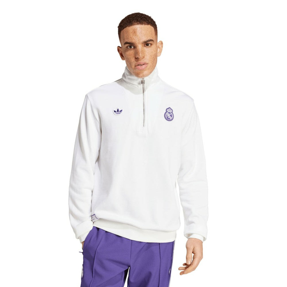 Real Madrid Originals Terrace Icons Collection Half-Zip Top White - Adidas outlet