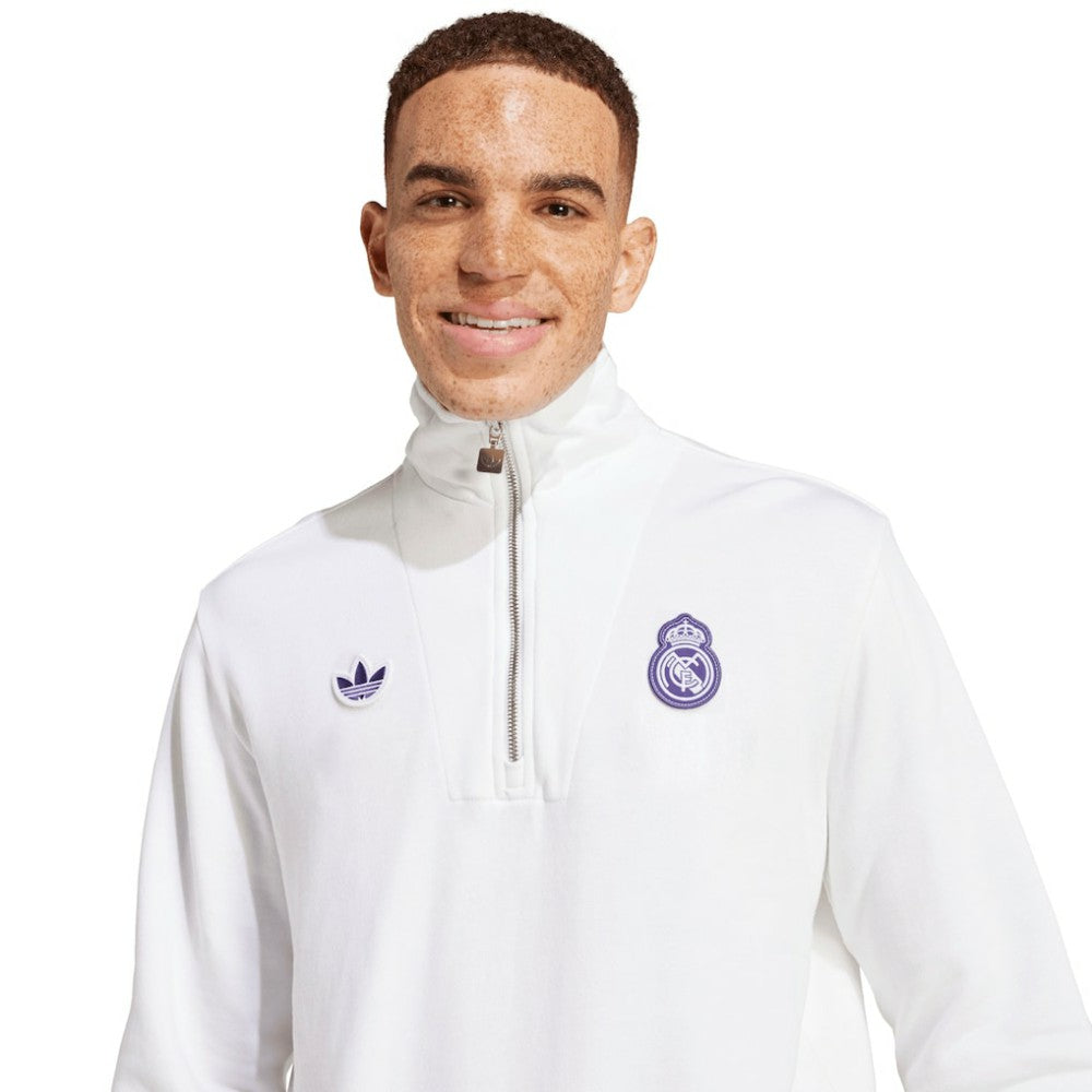 Real Madrid Originals Terrace Icons Collection Half-Zip Top White - Adidas outlet