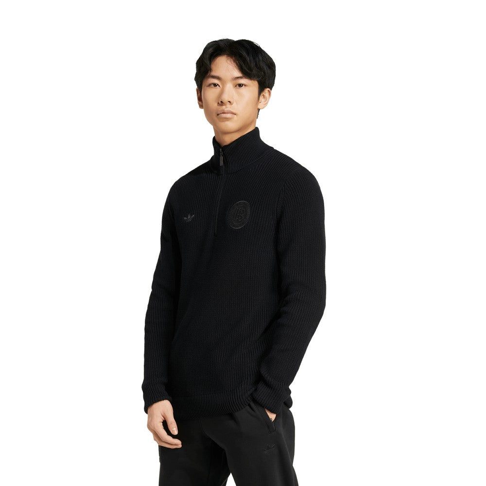 Germany National Team Originals 125th Anniversary Culturewear Half-Zip Rib-Knit Top Black - Adidas on sale