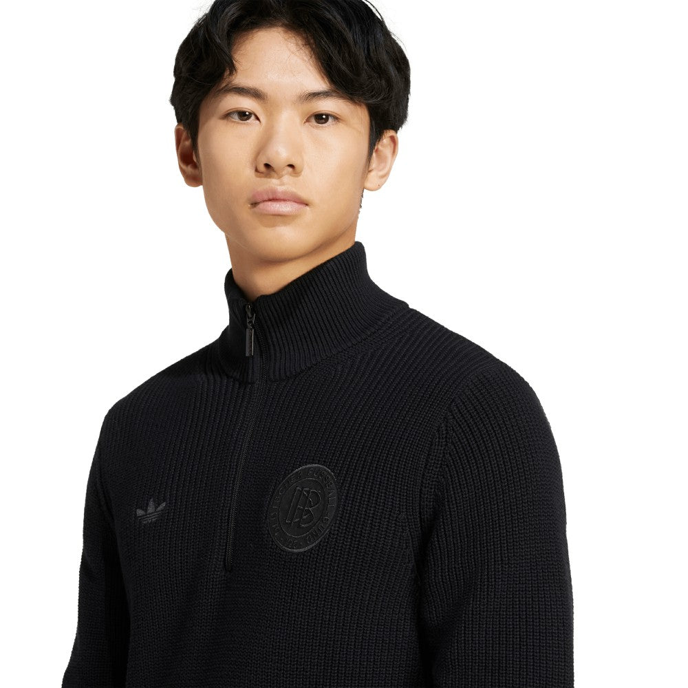 Germany National Team Originals 125th Anniversary Culturewear Half-Zip Rib-Knit Top Black - Adidas on sale