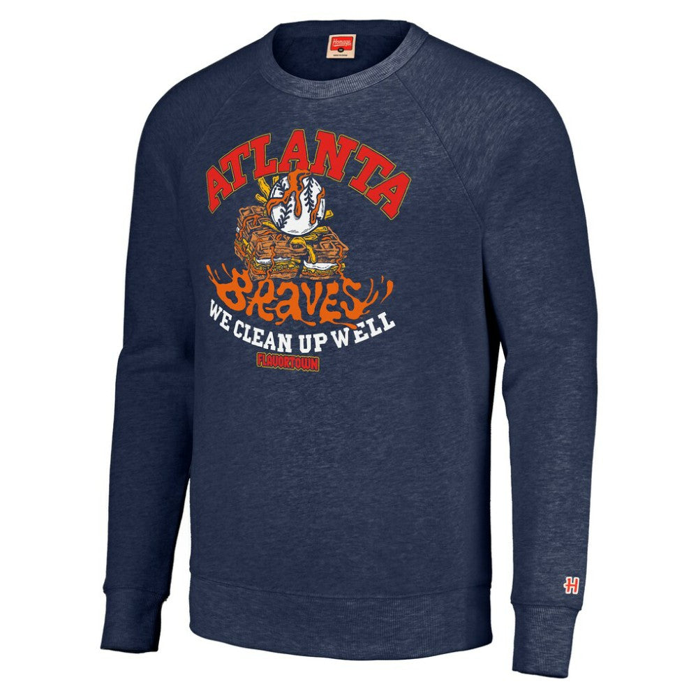 Atlanta Braves MLB x Guy Fieri’s Flavortown Unisex Tri-Blend Pullover Sweatshirt - Navy Pullover