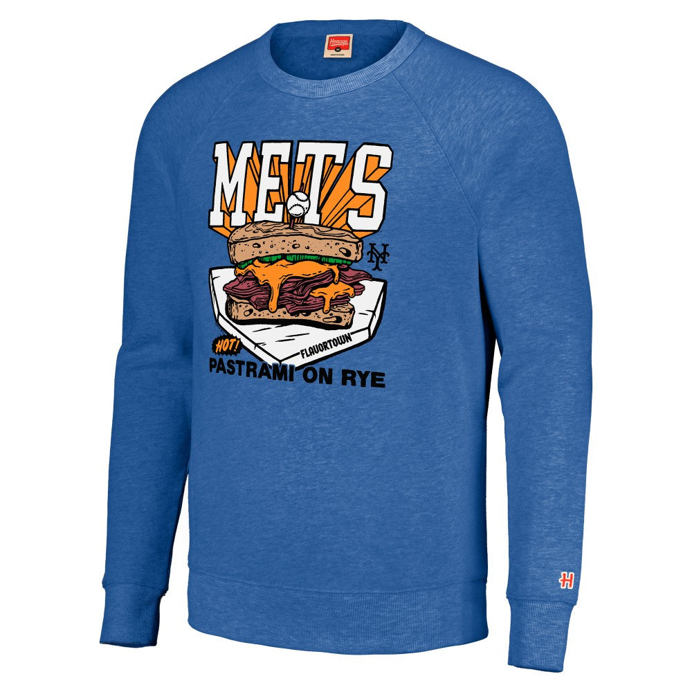 New York Mets MLB x Guy Fieri’s Flavortown Unisex Tri-Blend Pullover Sweatshirt - Royal Pullover