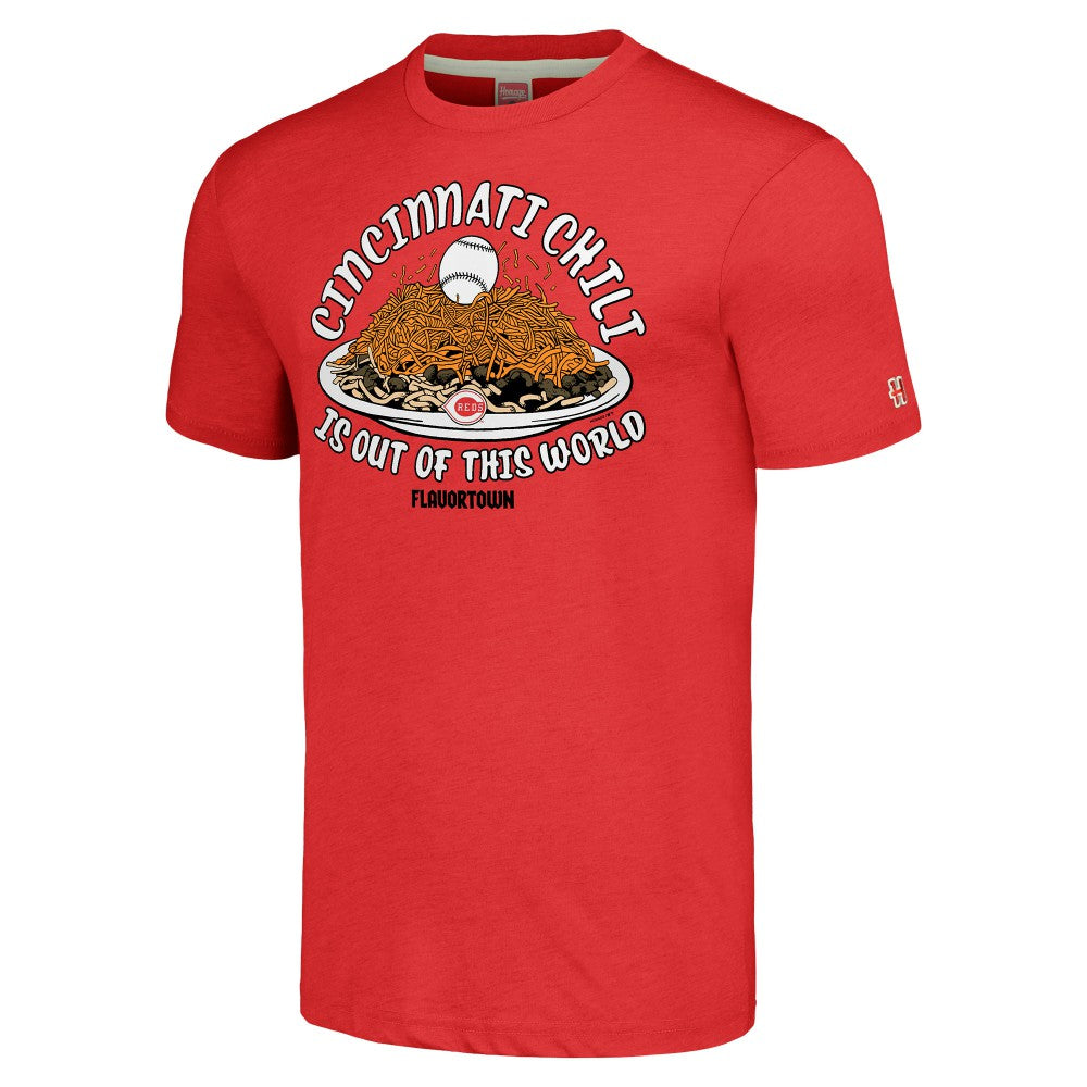 Cincinnati Reds MLB x Guy Fieri’s Flavortown Unisex Tri-Blend T-Shirt - Red T-shirts