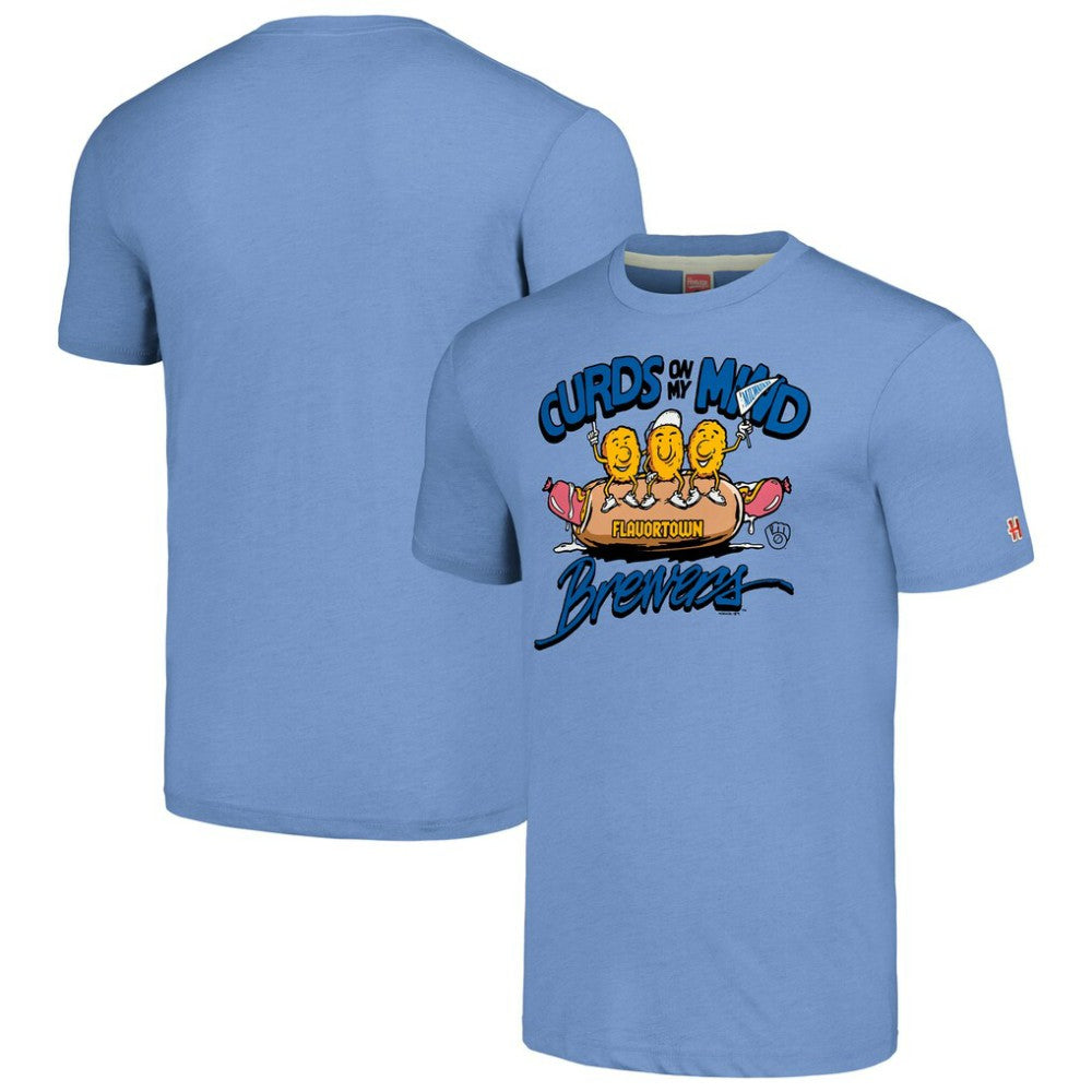 Milwaukee Brewers MLB x Guy Fieri’s Flavortown Unisex Tri-Blend T-Shirt - Light Blue T-shirts