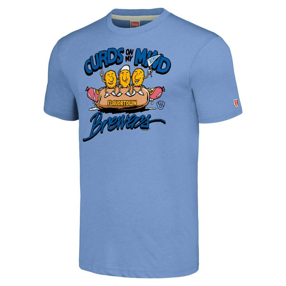 Milwaukee Brewers MLB x Guy Fieri’s Flavortown Unisex Tri-Blend T-Shirt - Light Blue T-shirts