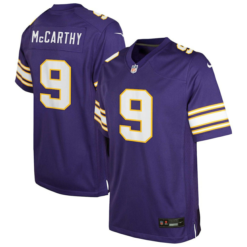 J.J. McCarthy Minnesota Vikings Youth Game Jersey - Purple Jerseys
