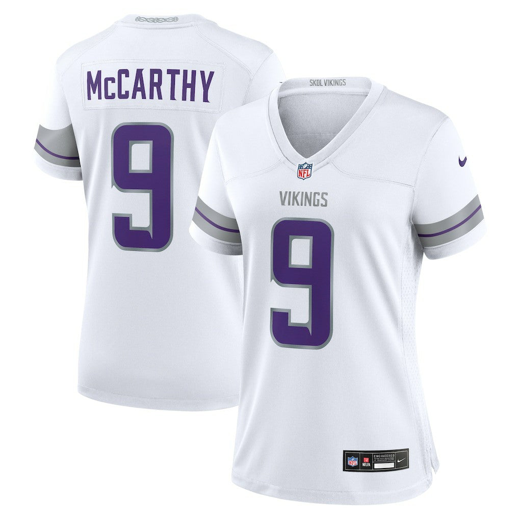 J.J. McCarthy Minnesota Vikings Women's Alternate Game Player Jersey - White Jerseys