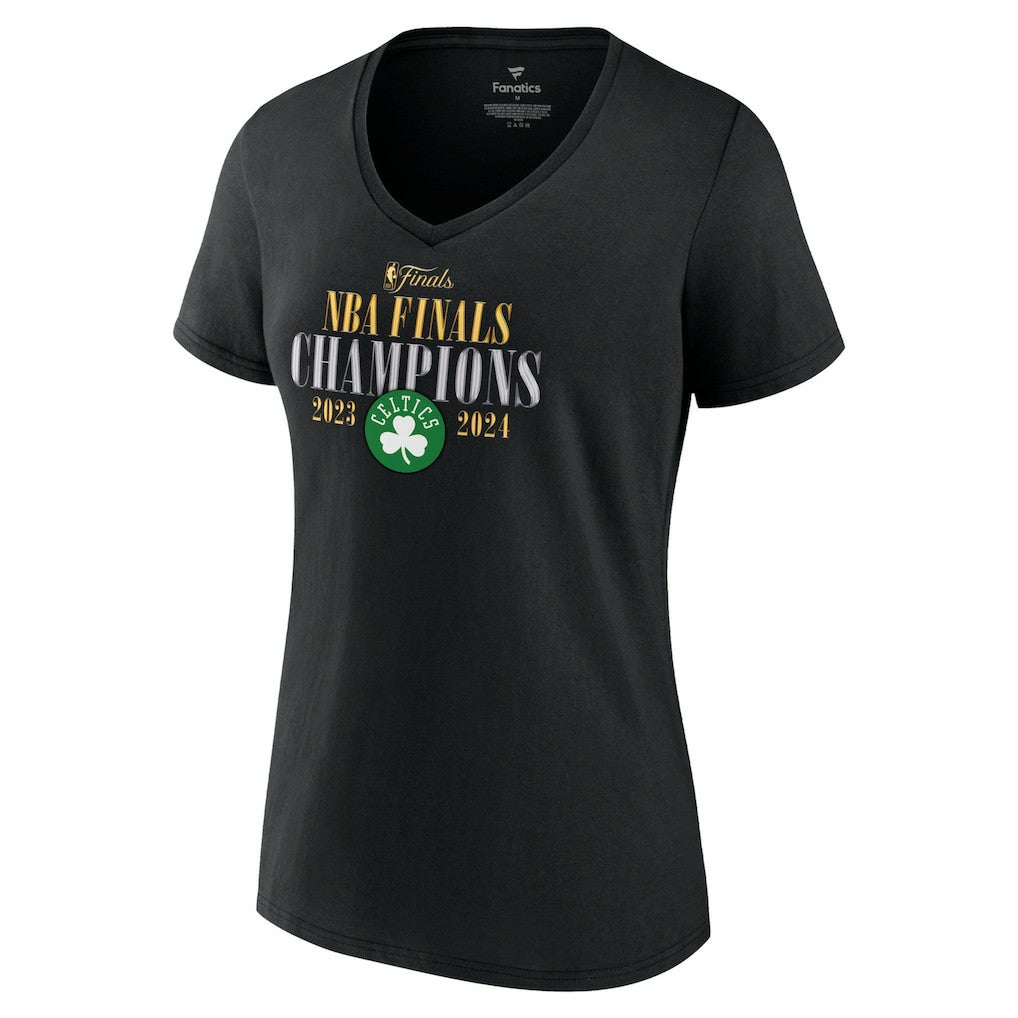 Boston Celtics Women's 2024 NBA Finals Champions Fade Away Jumper Roster Signature V-Neck T-Shirt Black - Fanatics