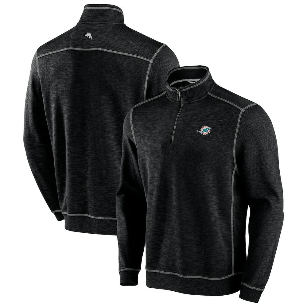Miami Dolphins Big & Tall Tobago Bay Half-Zip Sweatshirt - Black Sweatshirts