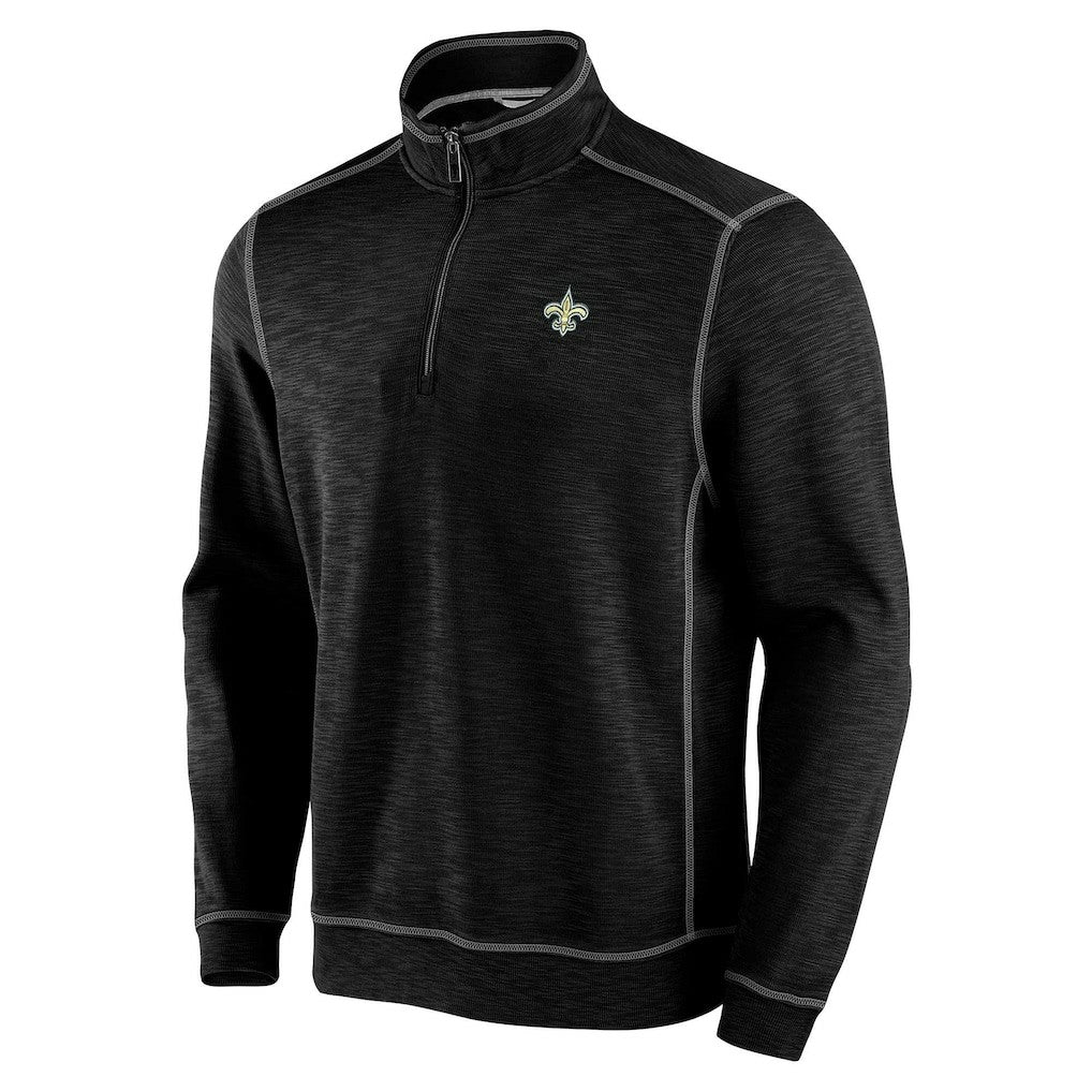 New Orleans Saints Big & Tall Tobago Bay Half-Zip Sweatshirt - Black Sweatshirts