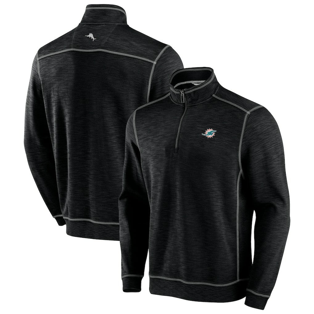 Miami Dolphins Tobago Bay Tri-Blend Half-Zip Sweatshirt - Black Sweatshirts