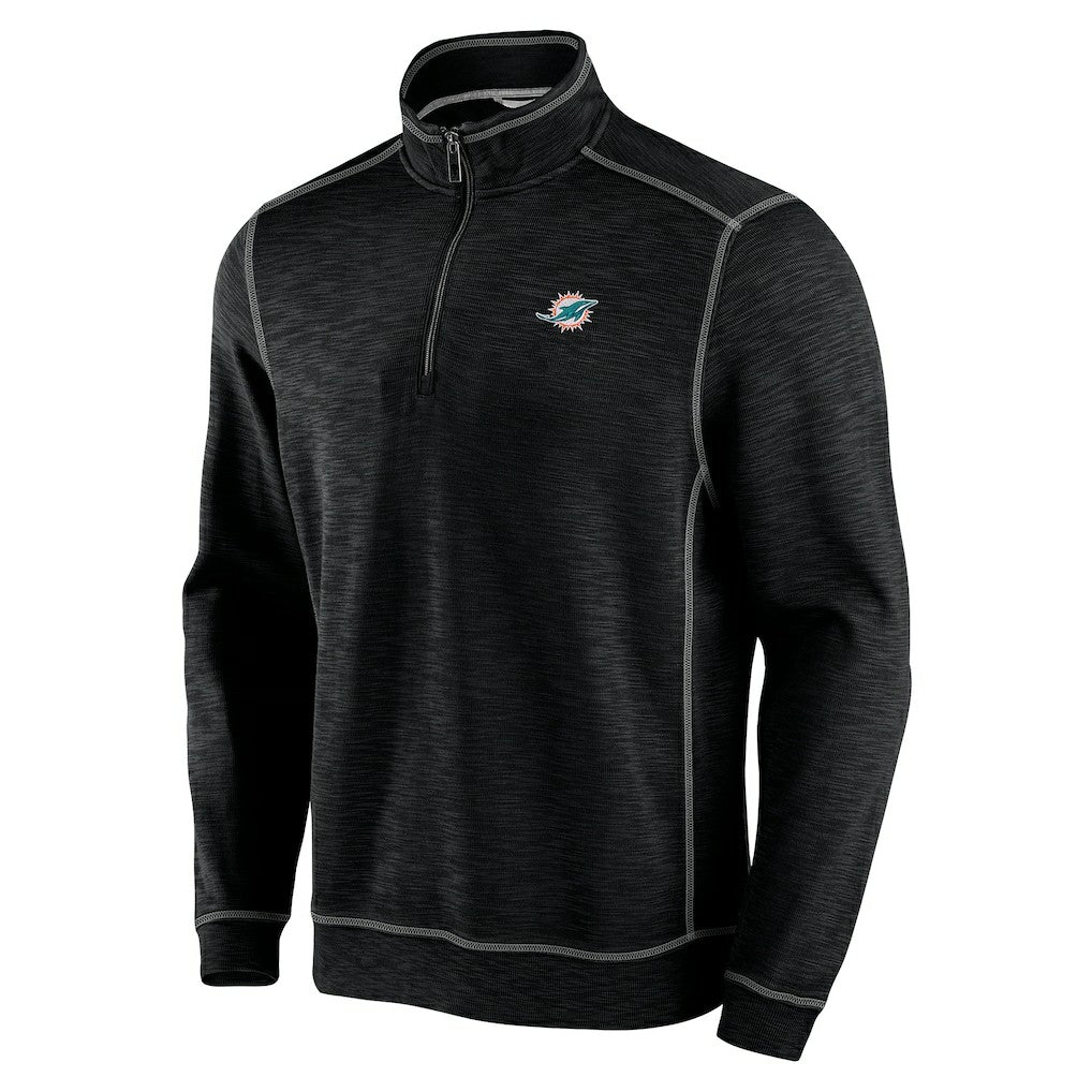 Miami Dolphins Tobago Bay Tri-Blend Half-Zip Sweatshirt - Black Sweatshirts