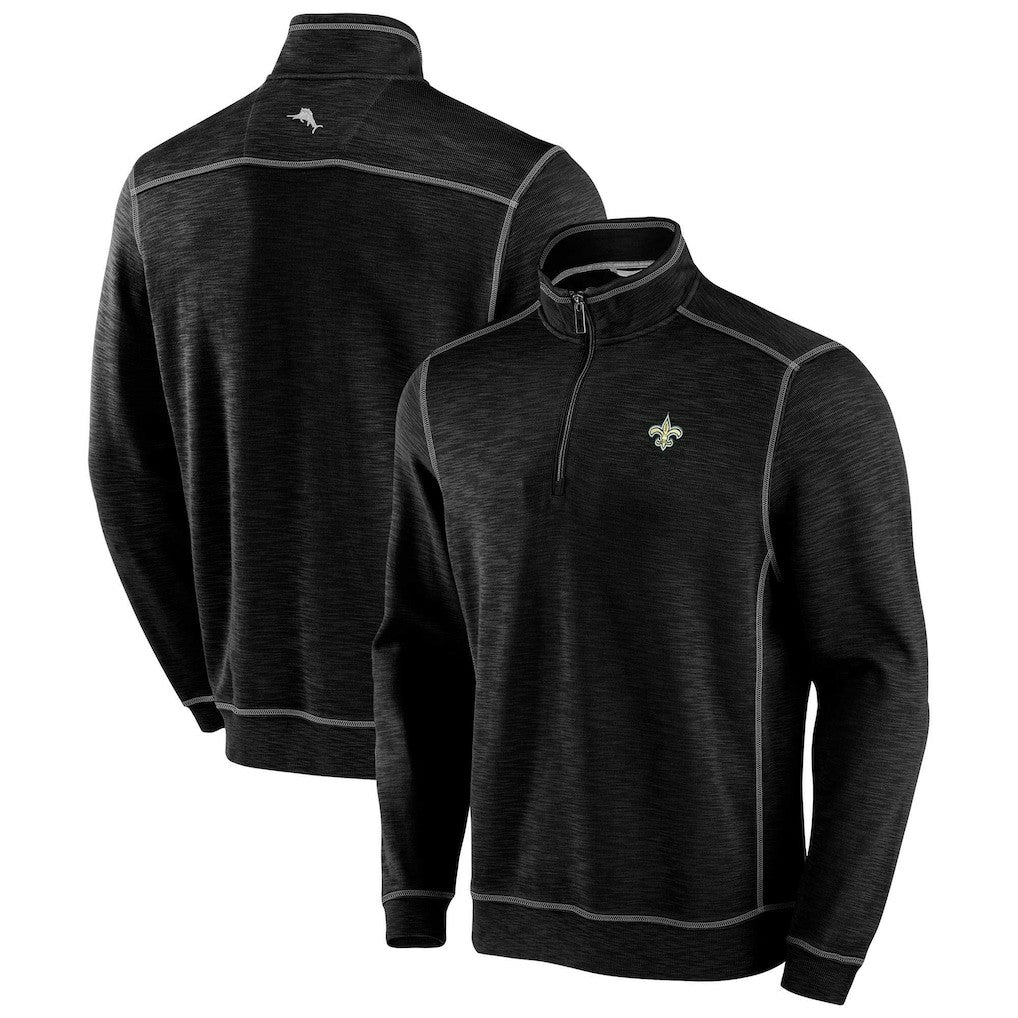 New Orleans Saints Tobago Bay Tri-Blend Half-Zip Sweatshirt - Black Sweatshirts