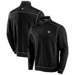 New Orleans Saints Tobago Bay Tri-Blend Half-Zip Sweatshirt - Black Sweatshirts