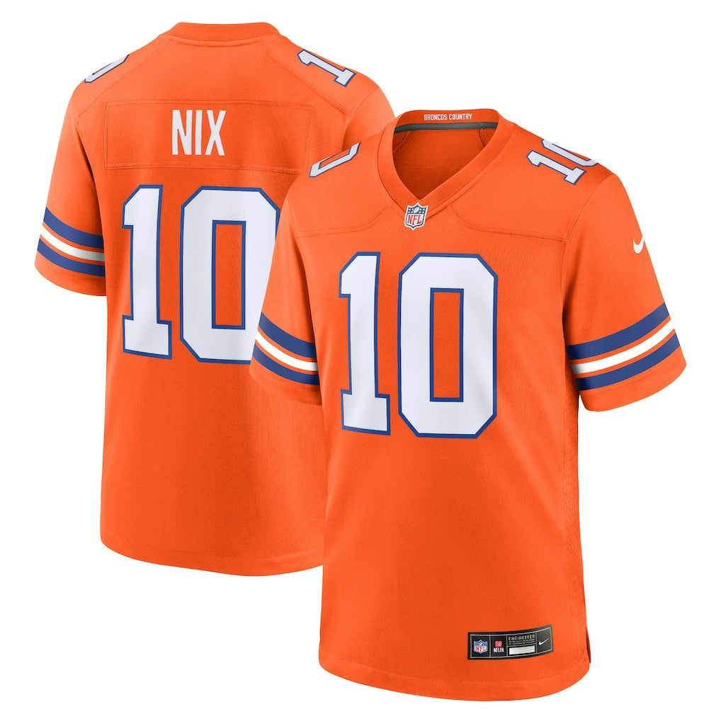 Bo Nix Denver Broncos Mile High Collection 1977 Throwback Player Game Jersey - Orange Jerseys