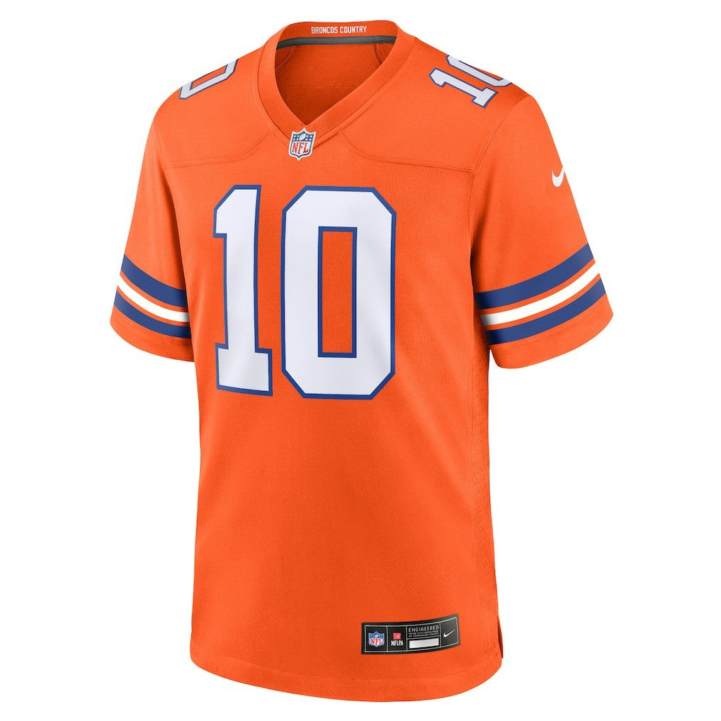 Bo Nix Denver Broncos Mile High Collection 1977 Throwback Player Game Jersey - Orange Jerseys