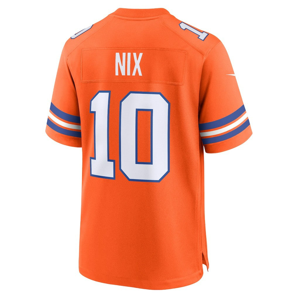 Bo Nix Denver Broncos Mile High Collection 1977 Throwback Player Game Jersey - Orange Jerseys