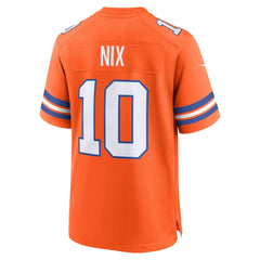 Bo Nix Denver Broncos Mile High Collection 1977 Throwback Player Game Jersey - Orange Jerseys