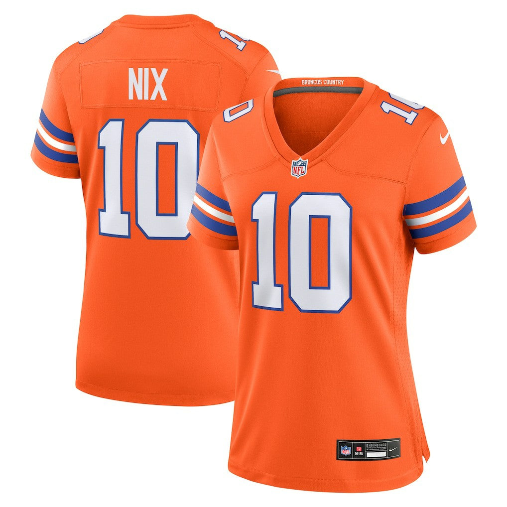 Bo Nix Denver Broncos Women's Mile High Collection 1977 Throwback Player Game Jersey - Orange Jerseys