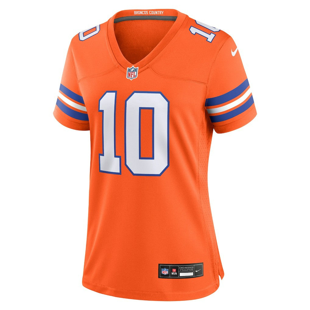 Bo Nix Denver Broncos Women's Mile High Collection 1977 Throwback Player Game Jersey - Orange Jerseys