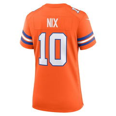 Bo Nix Denver Broncos Women's Mile High Collection 1977 Throwback Player Game Jersey - Orange Jerseys