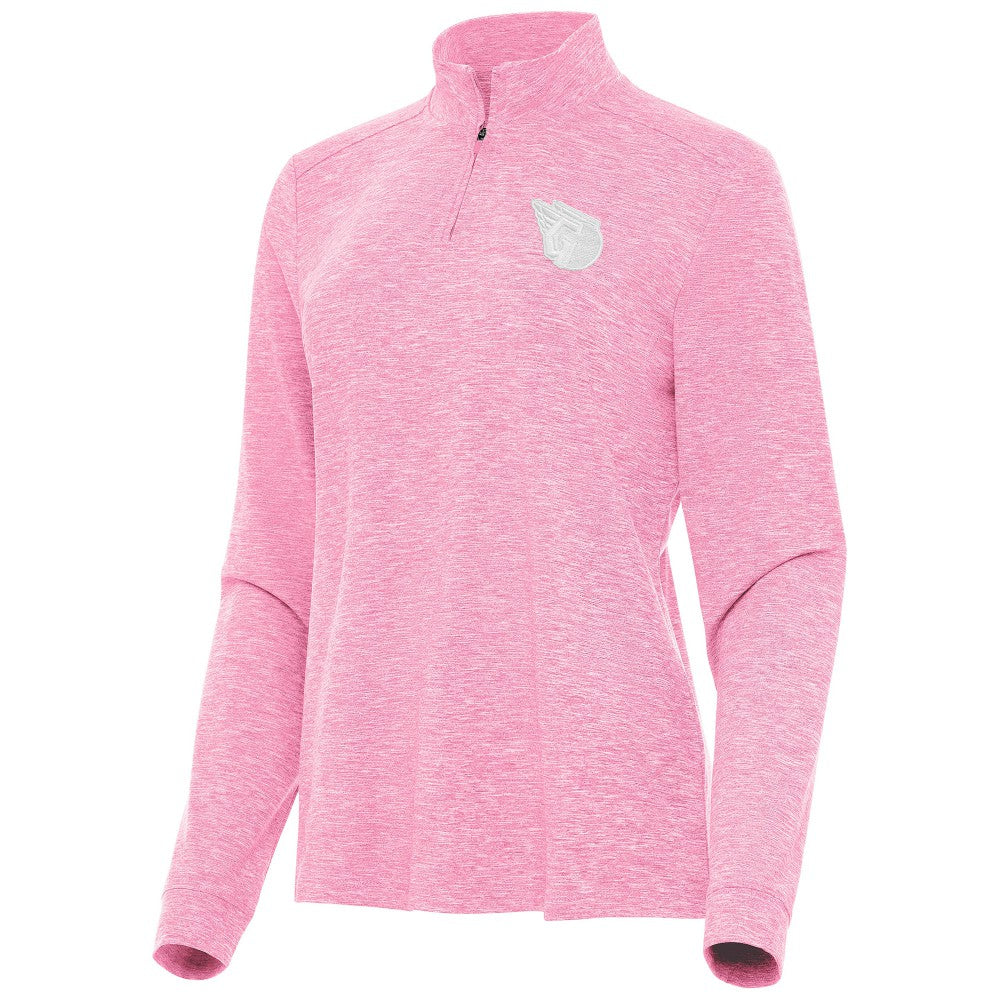 Cleveland Guardians Antigua Women's Mentor Lightweight Mock Neck Quarter-Zip Top - Pink Tops