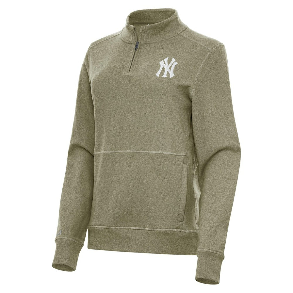New York Yankees Antigua Women's Crush Quarter-Zip Jacket - Olive Jackets