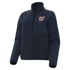 Washington Nationals Antigua Women's Figure Half-Zip Sweatshirt - Navy Sweatshirts