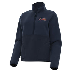 Atlanta Braves Antigua Women's Figure Half-Zip Sweatshirt - Navy Sweatshirts
