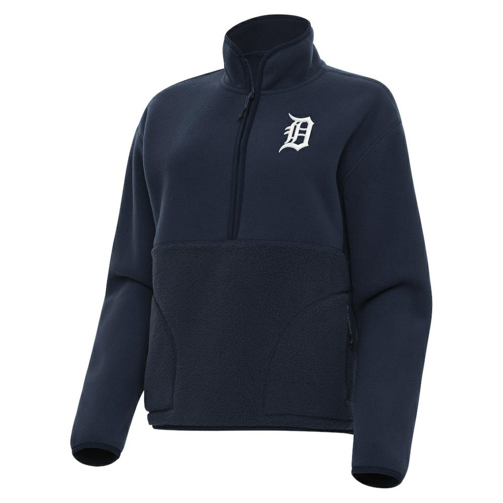 Detroit Tigers Antigua Women's Figure Half-Zip Sweatshirt - Navy Sweatshirts