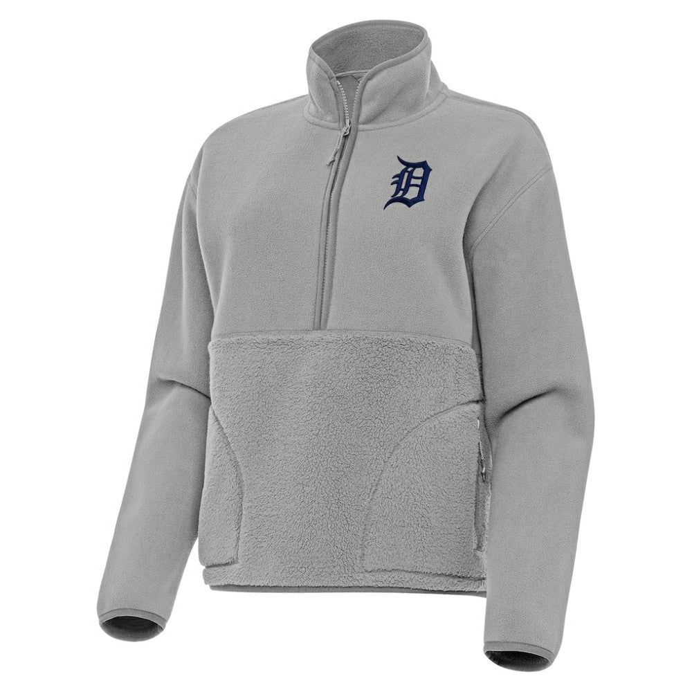 Detroit Tigers Antigua Women's Figure Half-Zip Sweatshirt - Gray Sweatshirts