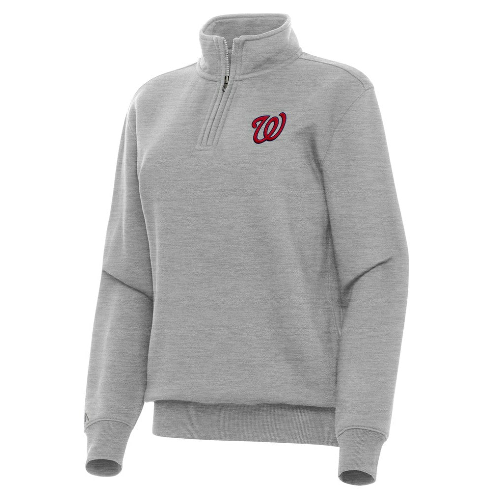 Washington Nationals Antigua Women's Victory Quarter-Zip Sweatshirt - Heather Gray Sweatshirts