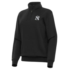 New York Yankees Antigua Women's Victory Quarter-Zip Sweatshirt - Black Sweatshirts