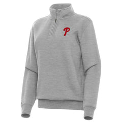 Philadelphia Phillies Antigua Women's Victory Quarter-Zip Sweatshirt - Heather Gray Sweatshirts