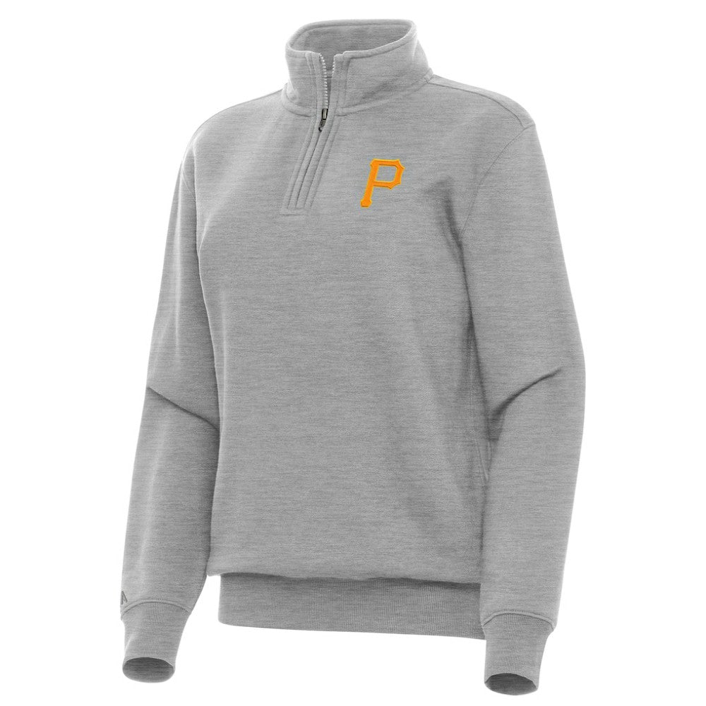 Pittsburgh Pirates Antigua Women's Victory Quarter-Zip Sweatshirt - Heather Gray Sweatshirts