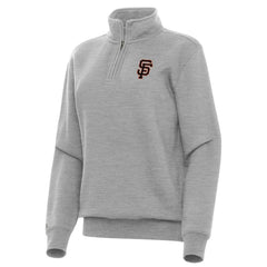 San Francisco Giants Antigua Women's Victory Quarter-Zip Sweatshirt - Heather Gray Sweatshirts