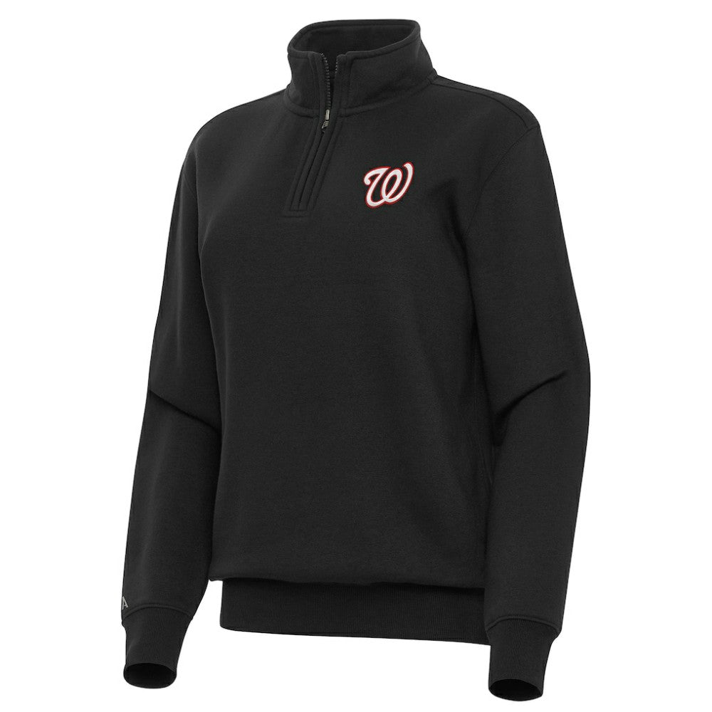 Washington Nationals Antigua Women's Victory Quarter-Zip Sweatshirt - Black Sweatshirts