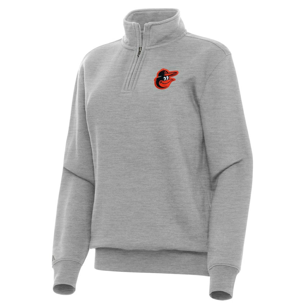 Baltimore Orioles Antigua Women's Victory Quarter-Zip Sweatshirt - Heather Gray Sweatshirts