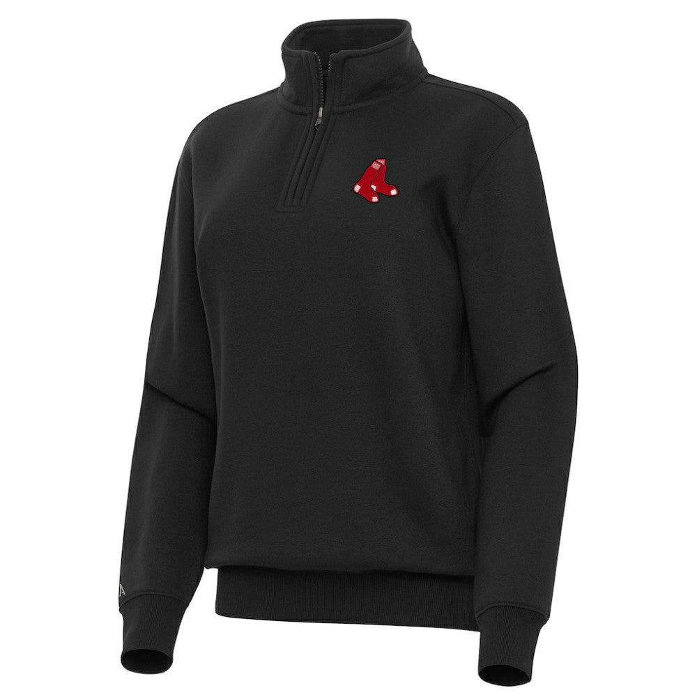 Boston Red Sox Antigua Women's Victory Quarter-Zip Sweatshirt - Black Sweatshirts