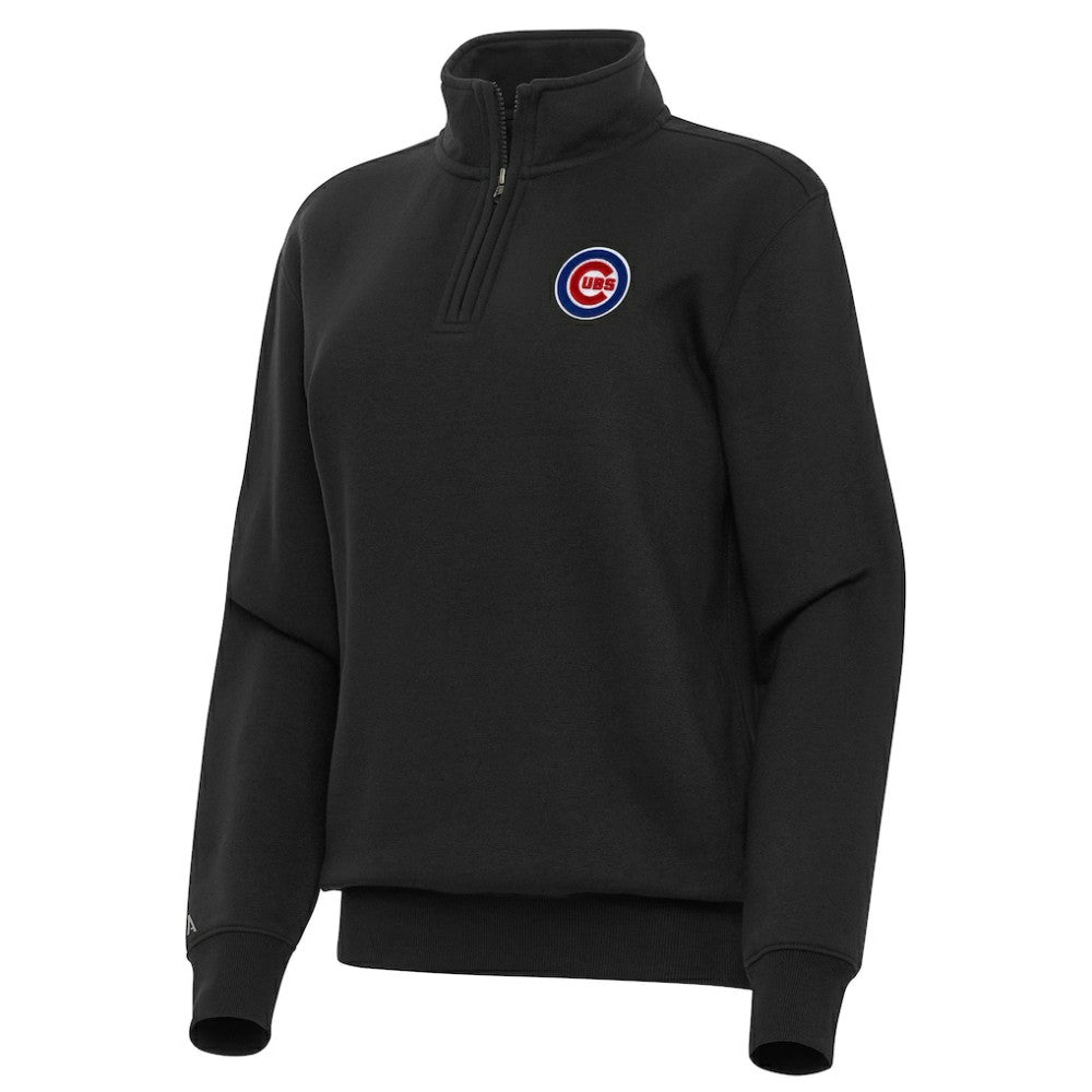Chicago Cubs Antigua Women's Victory Quarter-Zip Sweatshirt - Black Sweatshirts