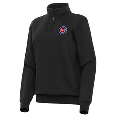 Chicago Cubs Antigua Women's Victory Quarter-Zip Sweatshirt - Black Sweatshirts