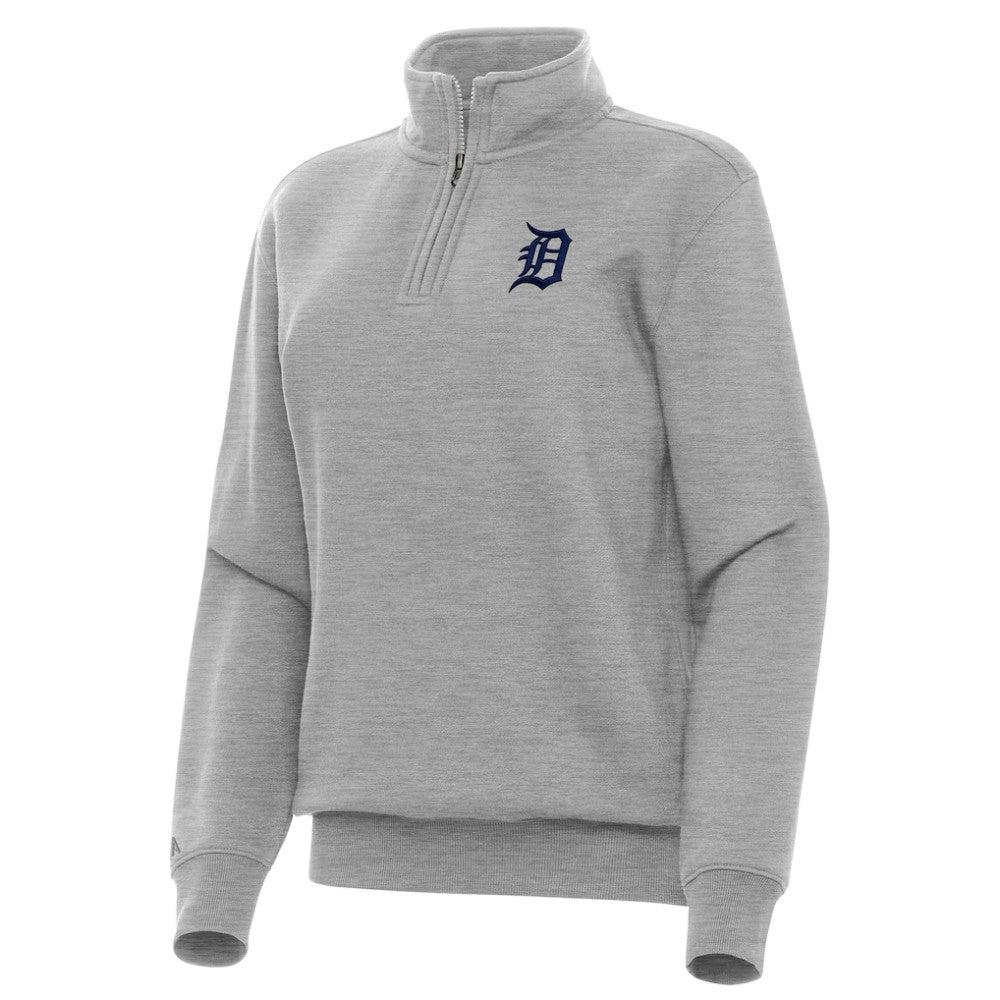 Detroit Tigers Antigua Women's Victory Quarter-Zip Sweatshirt - Heather Gray Sweatshirts