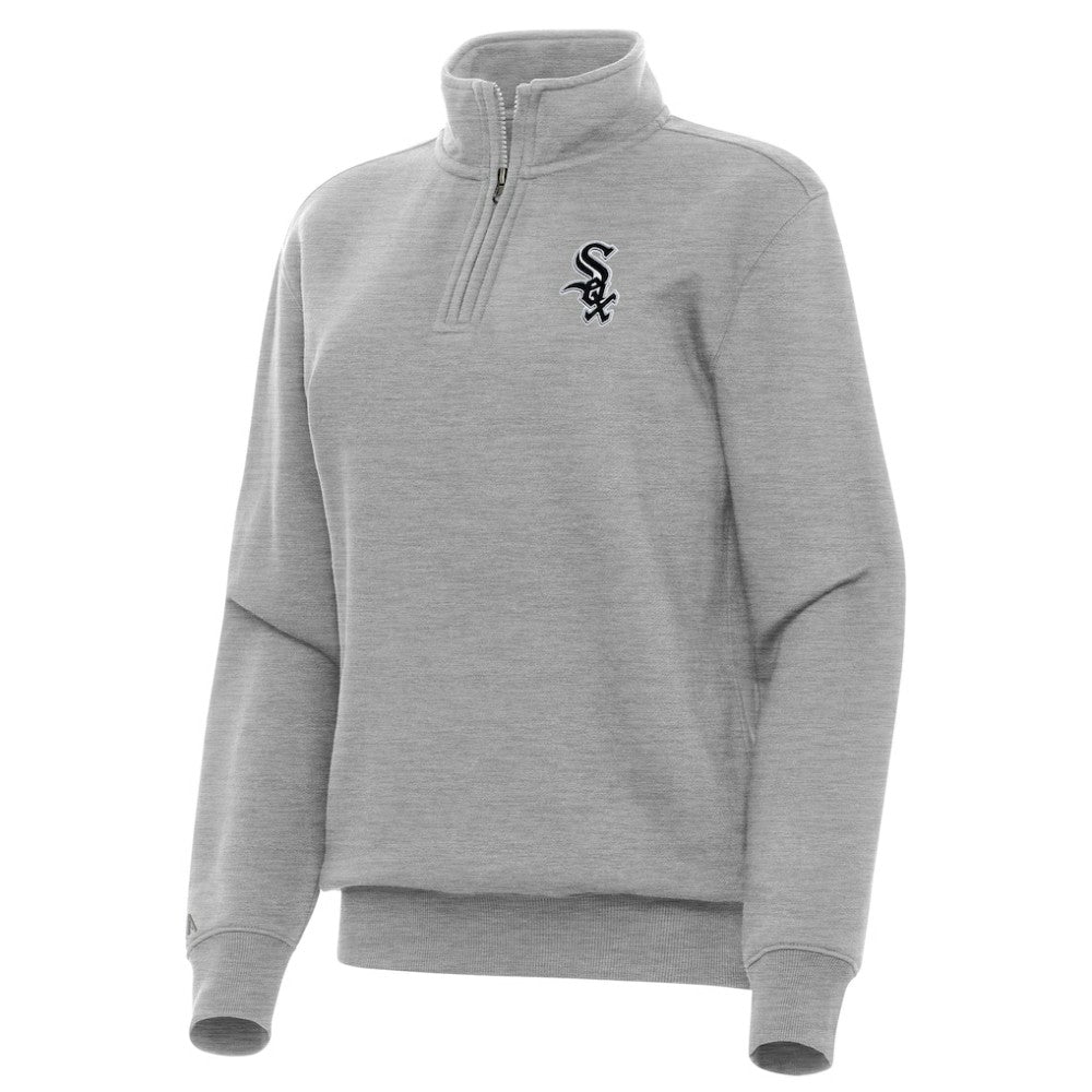 Chicago White Sox Antigua Women's Victory Quarter-Zip Sweatshirt - Heather Gray Sweatshirts