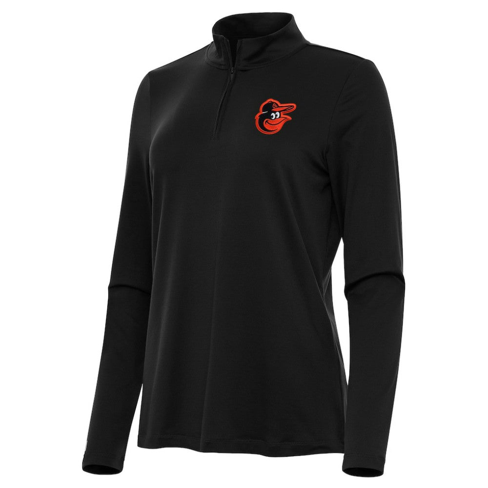 Baltimore Orioles Antigua Women's Reprocess Quarter-Zip Top - Black Tops